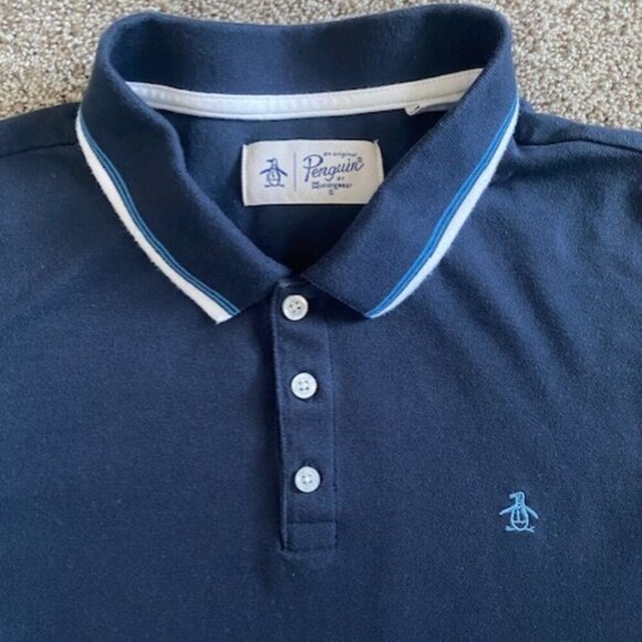ORIGINAL PENGUIN Men's Navy Blue Polo Shirt XL - Picture 4 of 9